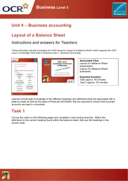 Layout of a Balance Sheet
