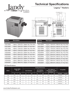 Jandy LRZ Series Heater Specification Sheet