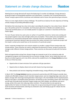 Statement on climate change disclosure