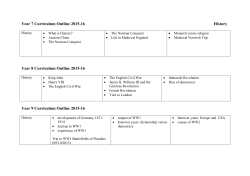 Year 7 Curriculum Outline 2015-16 History Year 8 Curriculum