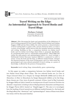 Travel Writing on the Edge - Acta Universitatis Sapientiae