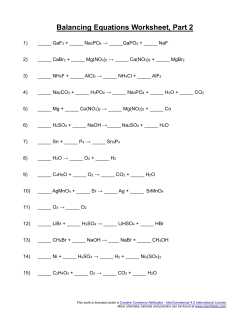 Balancing Equations Worksheet, Part 2