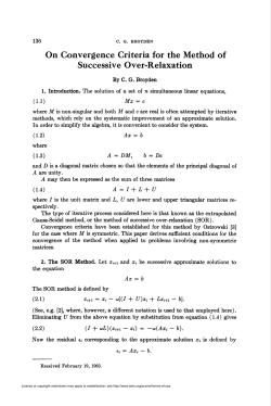 On Convergence Criteria for the Method of Successive Over
