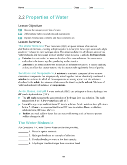 2.2 Properties of roperties of Water