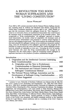 Revolution Too Soon: Woman Suffragists and the Living