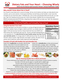 Dietary Fats and Your Heart &ndash; Choosing Wisely
