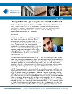 Raising the Minimum Legal Sale Age for Tobacco and