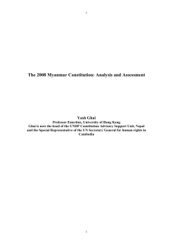 The 2008 Myanmar Constitution: Analysis and Assessment