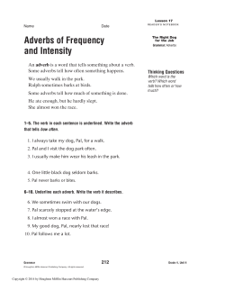 Adverbs of Frequency and Intensity