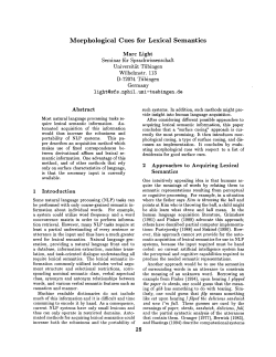 Morphological Cues .for Lexical Semantics