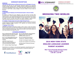 2016 Parent Academy Program and Agenda