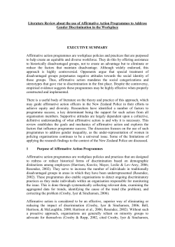 Literature Review about the use of Affirmative Action Programs to