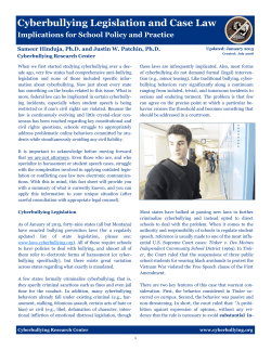 Cyberbullying Legislation and Case Law