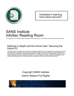Defense in Depth and the Home User: Securing the Home PC