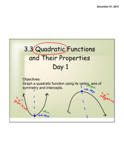 3.3 Quadratic Functions and Their Properties Day 1