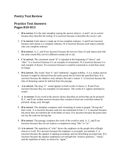 Poetry Test Review Practice Test Answers Pages