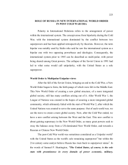 223 ROLE OF RUSSIA IN NEW INTERNATIONAL WORLD ORDER