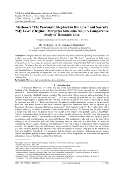 Marlowe`s &ldquo;The Passionate Shepherd to His Love`` and Nazrul`s &ldquo;My