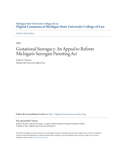 Gestational Surrogacy: An Appeal to Reform Michigan`s Surrogate