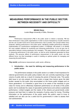 MEASURING PERFORMANCE IN THE PUBLIC SECTOR