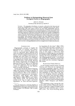 Problems in Distinguishing Historical from Ecological Factors in