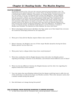 Chapter 21 Reading Guide: The Muslim Empires