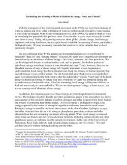 Rethinking the Meaning of Waste in Relation to Energy, Food, and