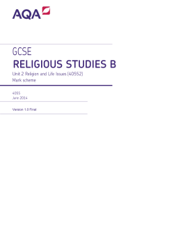 GCSE Religious Studies (Specification B) Mark scheme Unit 02