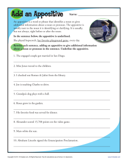 Add an Appositive | Appositive Worksheets