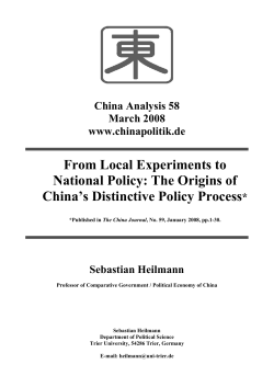 From Local Experiments to National Policy: The Origins of China`s