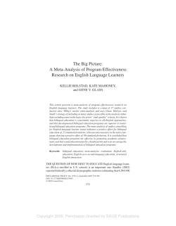The Big Picture: A Meta-Analysis of Program Effectiveness Research