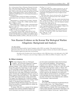 New Russian Evidence on the Korean War Biological Warfare