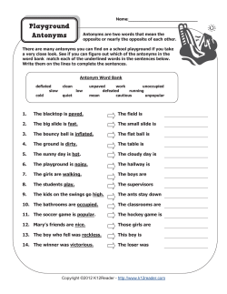 Playground Antonyms | Antonym Worksheets