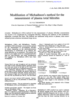 measurement of plasma total bilirubin