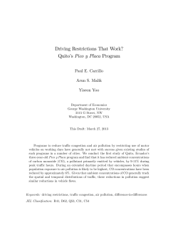 Driving Restrictions That Work? Quito`s Pico y Placa Program