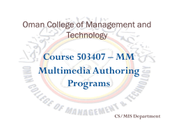 Course 503407 &ndash; MM Multimedia Authoring Multimedia Authoring