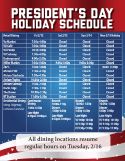 Holiday Schedule