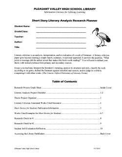 Short Story Literary Analysis Research Planner