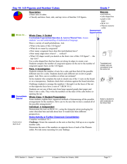 Day 18: 3-D Figures and Number Cubes Grade 7