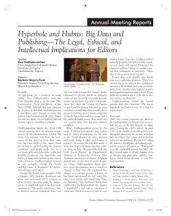 Hyperbole and Hubris: Big Data and Publishing&mdash;The Legal, Ethical