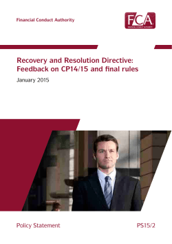 PS15/2 Recovery and Resolution Directive: Feedback on