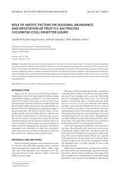 role of abiotic factors on seasonal abundance and infestation of fruit