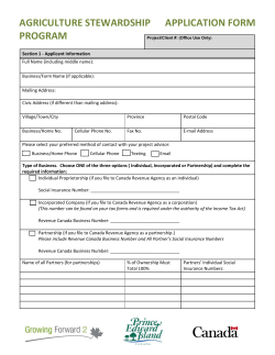 AGRICULTURE STEWARDSHIP PROGRAM APPLICATION FORM