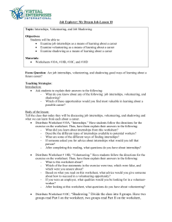 Lesson 10- Interns Volunteers Shadowing