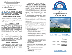 2017 Irrigation Season Customer Guide
