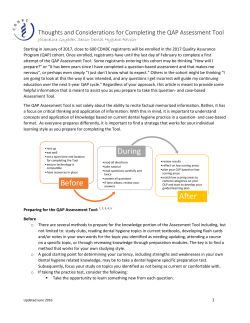 Thoughts and Considerations for Completing the QAP Assessment