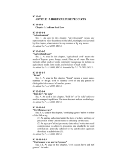IC 15-15-1 Article 15 Ch. 1 - Office of Indiana State Chemist