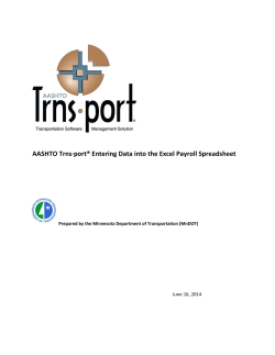 AASHTO Trns&middot;port&reg; Entering Data into the Excel Payroll Spreadsheet