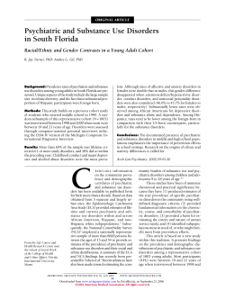 Psychiatric and Substance Use Disorders in South Florida