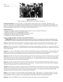 GROUP SEMINAR: Topic: Gilded Age: Robber Barons or Captains